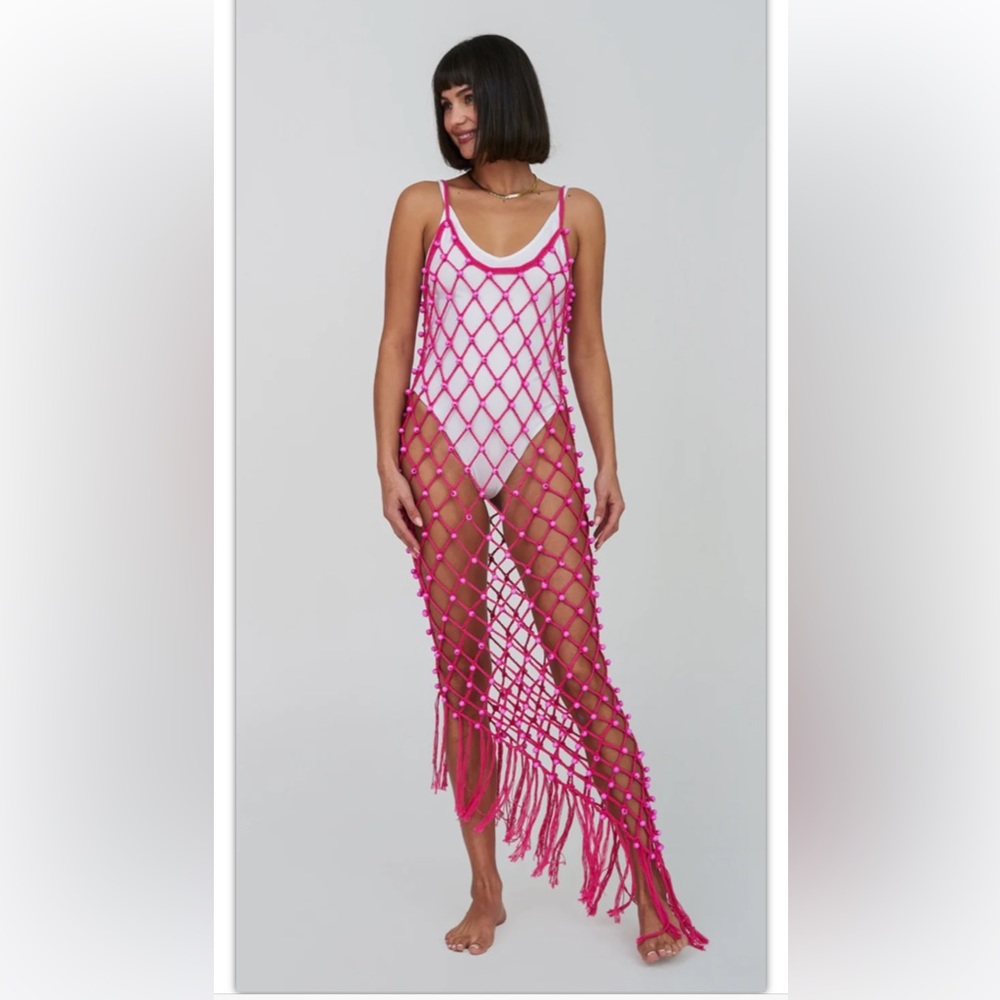 Pitusa Crochet Beeded Asymmetric Dress One Size NEW